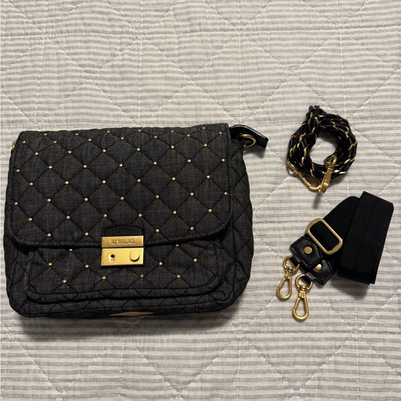 MZ Wallace Handbags - MZ Wallace Medium Crosby Lock in Charcoal Denim
